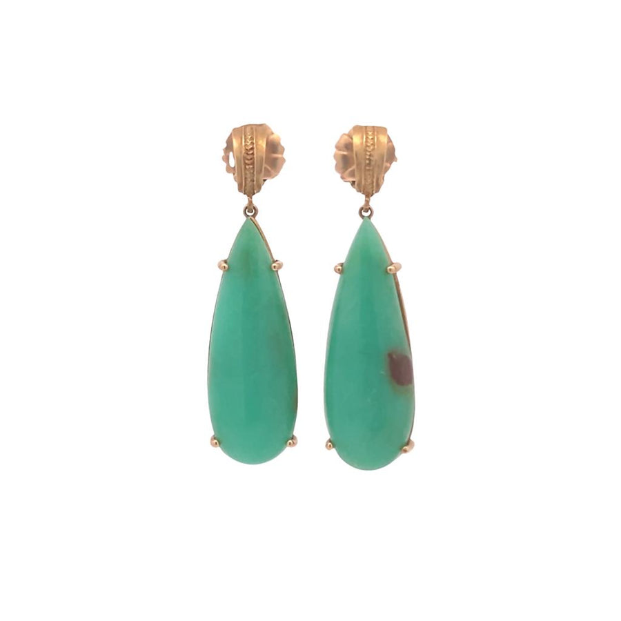 Elegant Pear Shape Chrysprase Drop Earrings