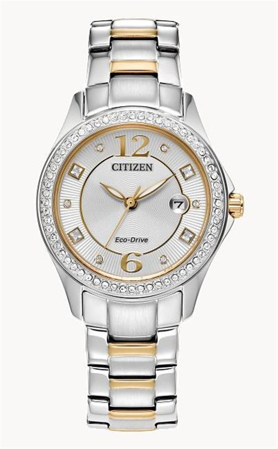 Citizen Two Tone Stainless Steel Ladies Crystal Bezel Watch