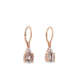 Lady's Rosé 14 Karat Leverback Dangle Cluster Earrings 2 = 7.00mm Roun