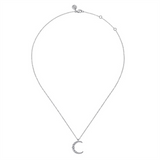 Lady's White 14 Karat Graduated Moon Necklace Length 17.5 With 13 = 0.