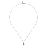 Lady's Two-Tone Sterling Silver/14 Karat Bezel Set Drop Pendant Cable