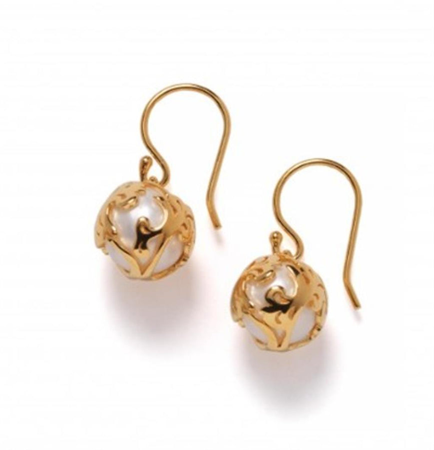 Southern Gates Lady's Yellow Classic Caged Filigree Pearl Earrings