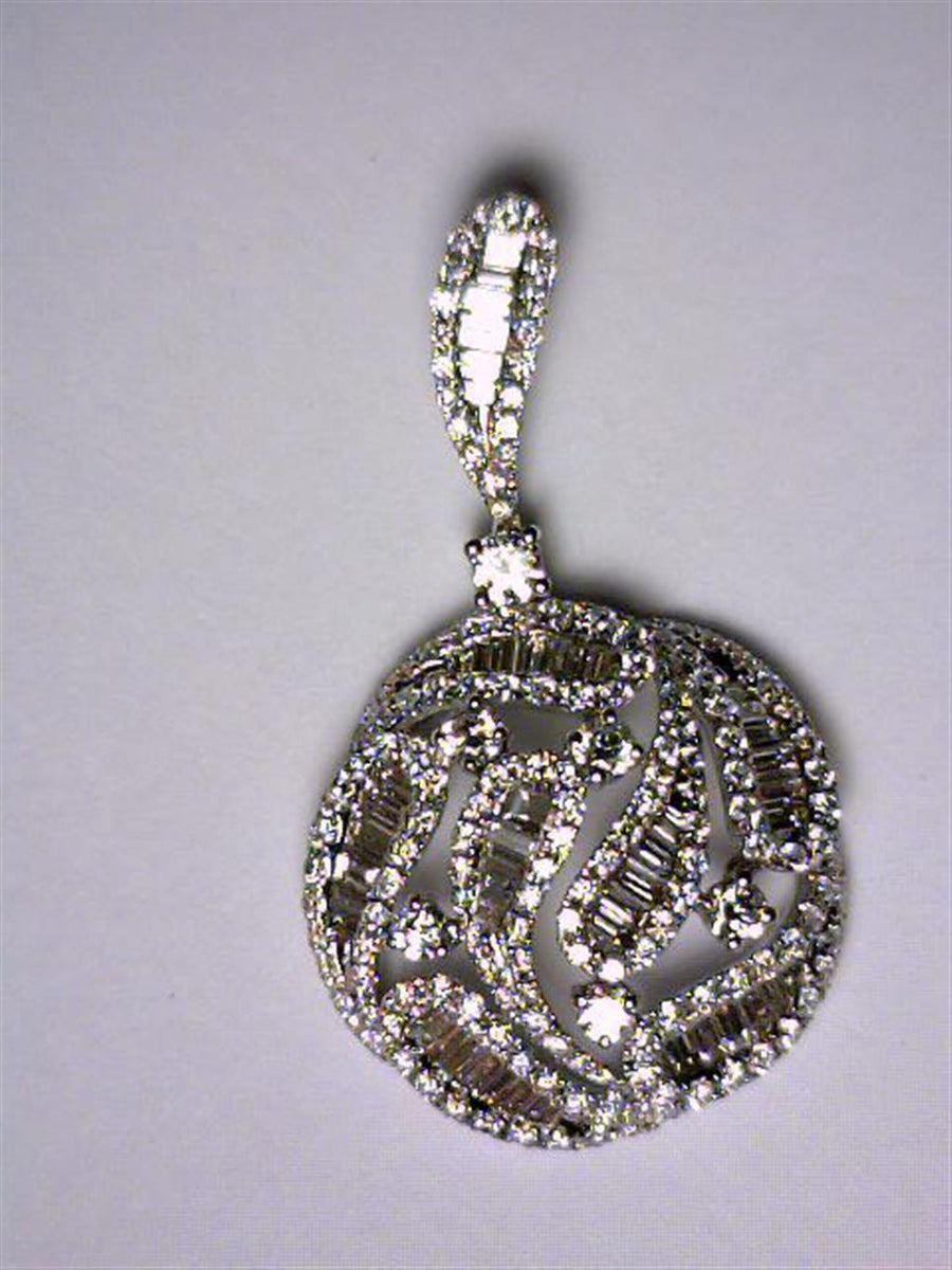 Lady's White 18 Karat Swirl Pendant Length 18 With 174=1.09Tw Round Di