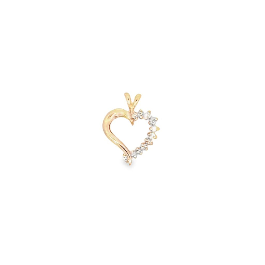 Yellow 14 Karat Diamond Heart Pendant