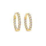18 Karat Yellow Gold  Oval Inside/Outside Hoop Earrings Estate Memo Wi