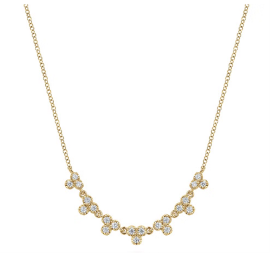 Lady's Yellow 14 Karat Milgrain Diamond Droplet Lusso Collection Neckl