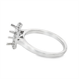 Lady's White 18 Karat Pointed Halo Semi-Mount Engagement Ring