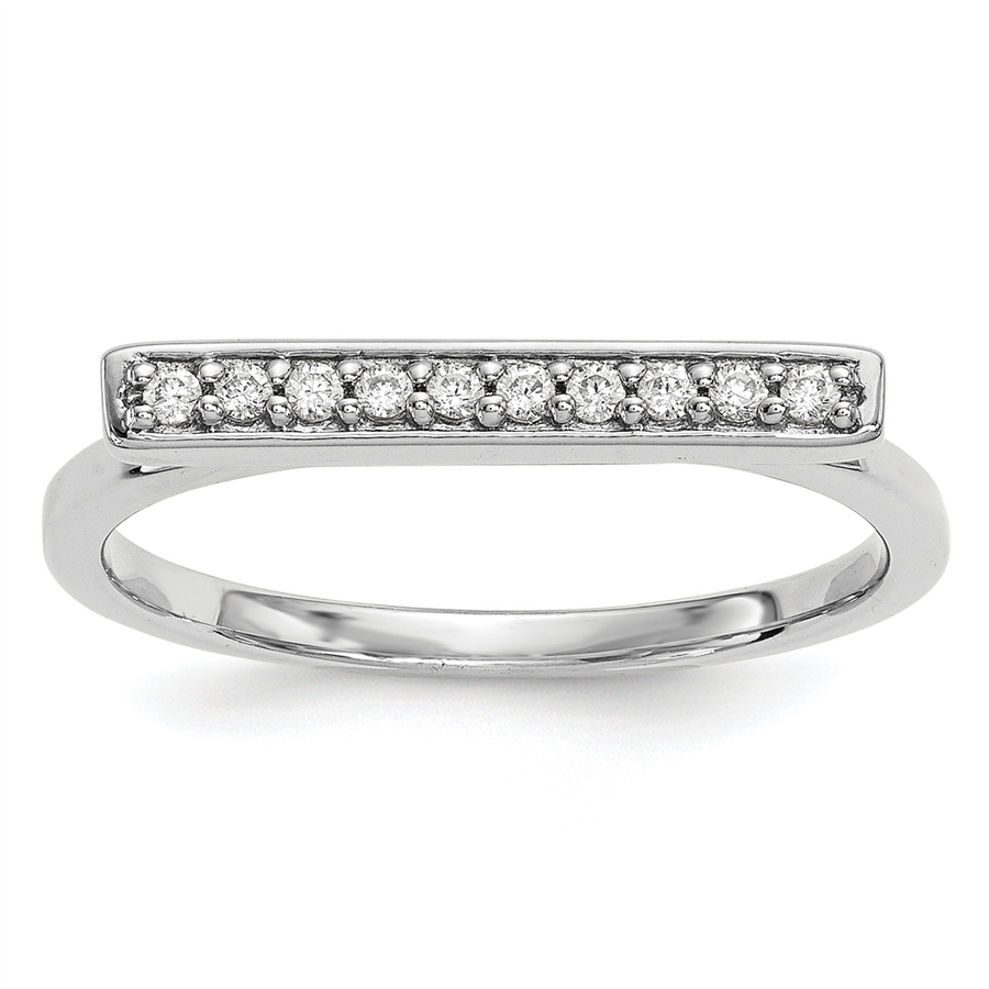 Lady's White 14 Karat Bar Top Diamond Fashion Ring