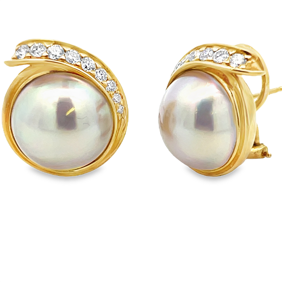 Mabe Pearl & Diamond Earrings