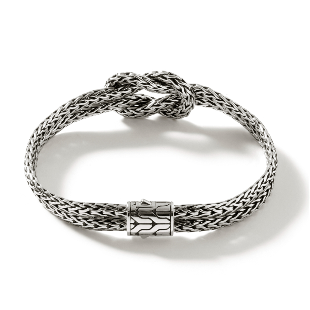 John Hardy Classic Chain Silver Manah Double Row Love Knot Bracelet