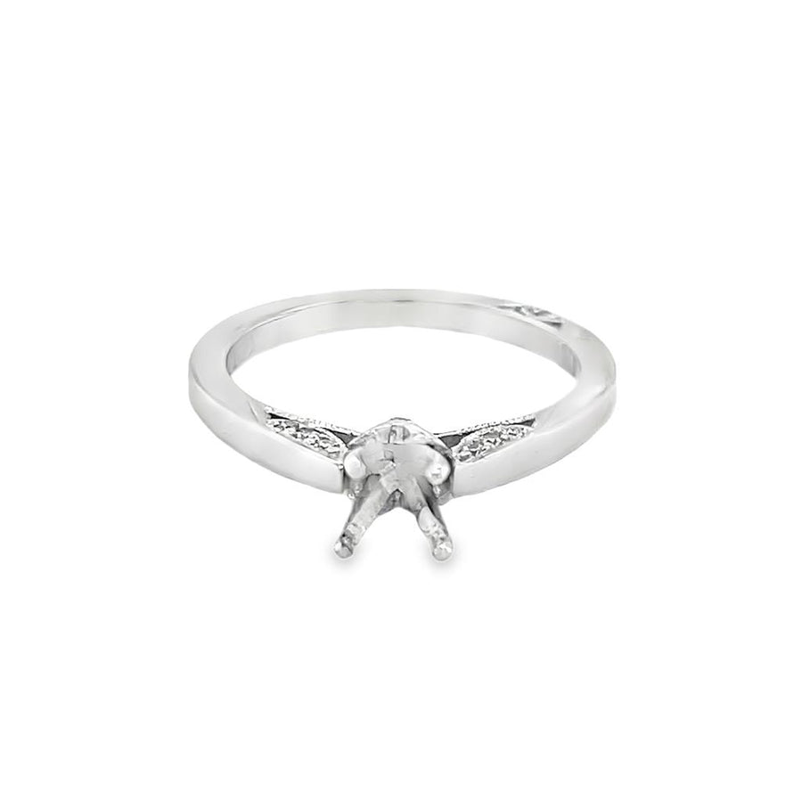 Lady's White 18 Karat 5mm Ring Size 6.5 With 0.10TW Round G/H VS2 Diam