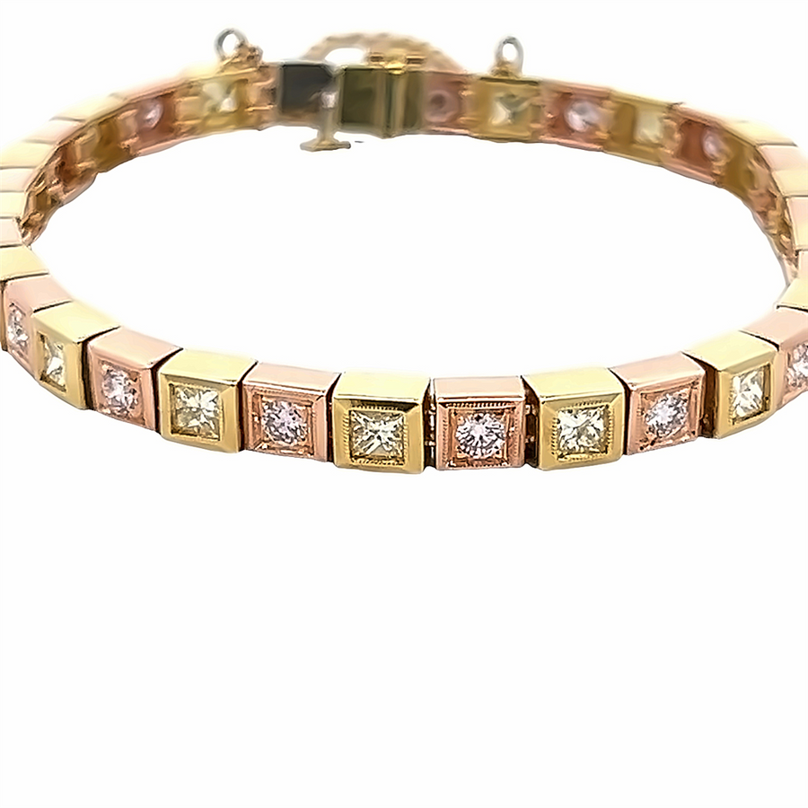 Estate Two Tone Fancy Light Pink & Yellow Diamond Bracelet