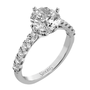 Lady's White 18 Karat Hidden Halo Ring