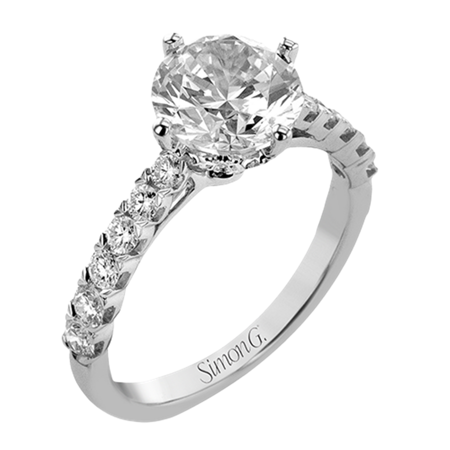 Lady's White 18 Karat Hidden Halo Ring