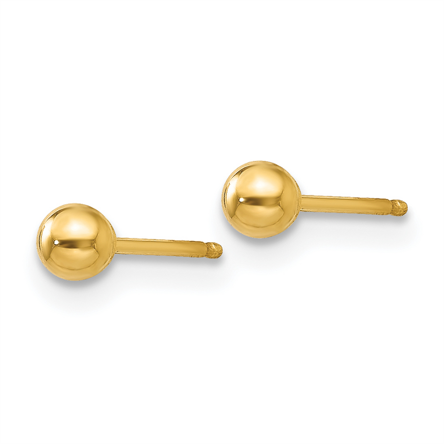 14k Yellow Polished 3mm Ball Post Earrings