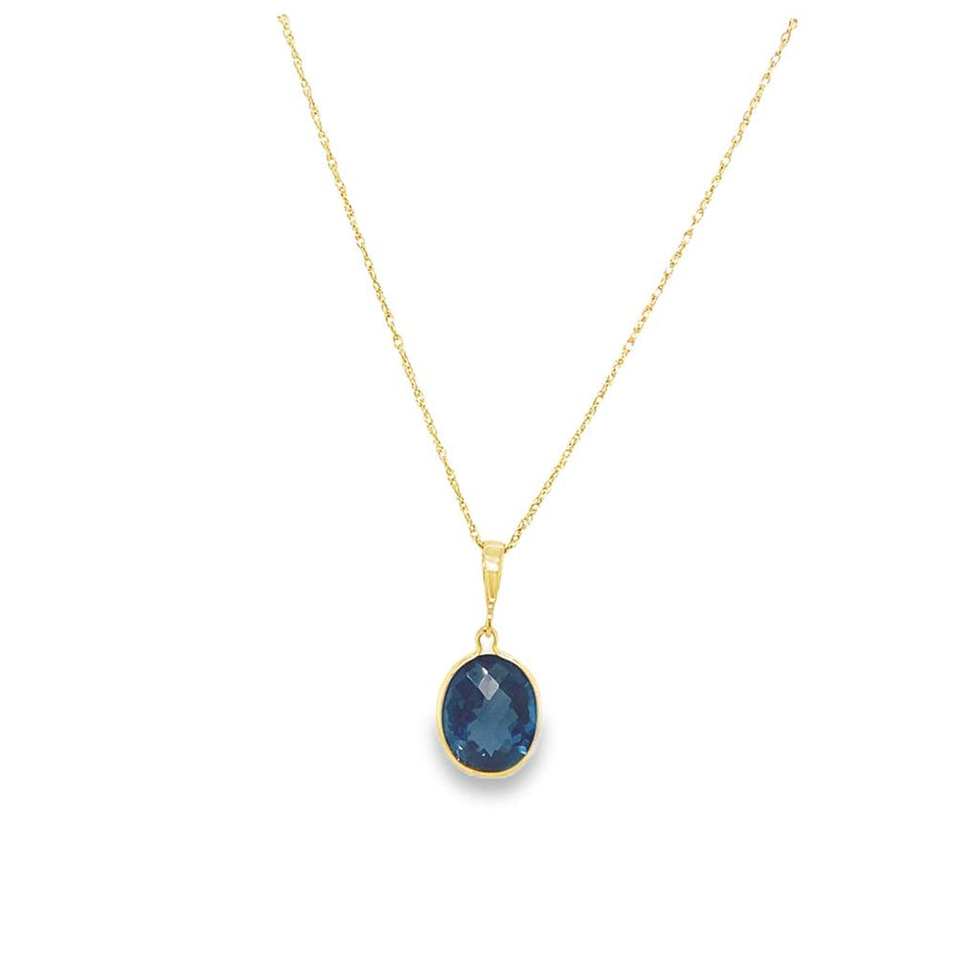 Yellow 14 Karat Bezel Checkerboard London Blue Topaz Estate Jewelry Wi