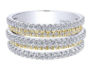 Gabriel & Co. Fashion 14K Yellow-White Gold Layered Wide Band Diamond Ring