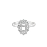 Nelson Platinum Milgrain Art Deco Diamond Halo Ring Mounting