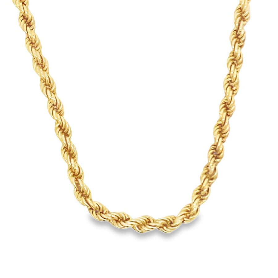 Yellow 14 Karat 3.6mm Hollow Rope Chain