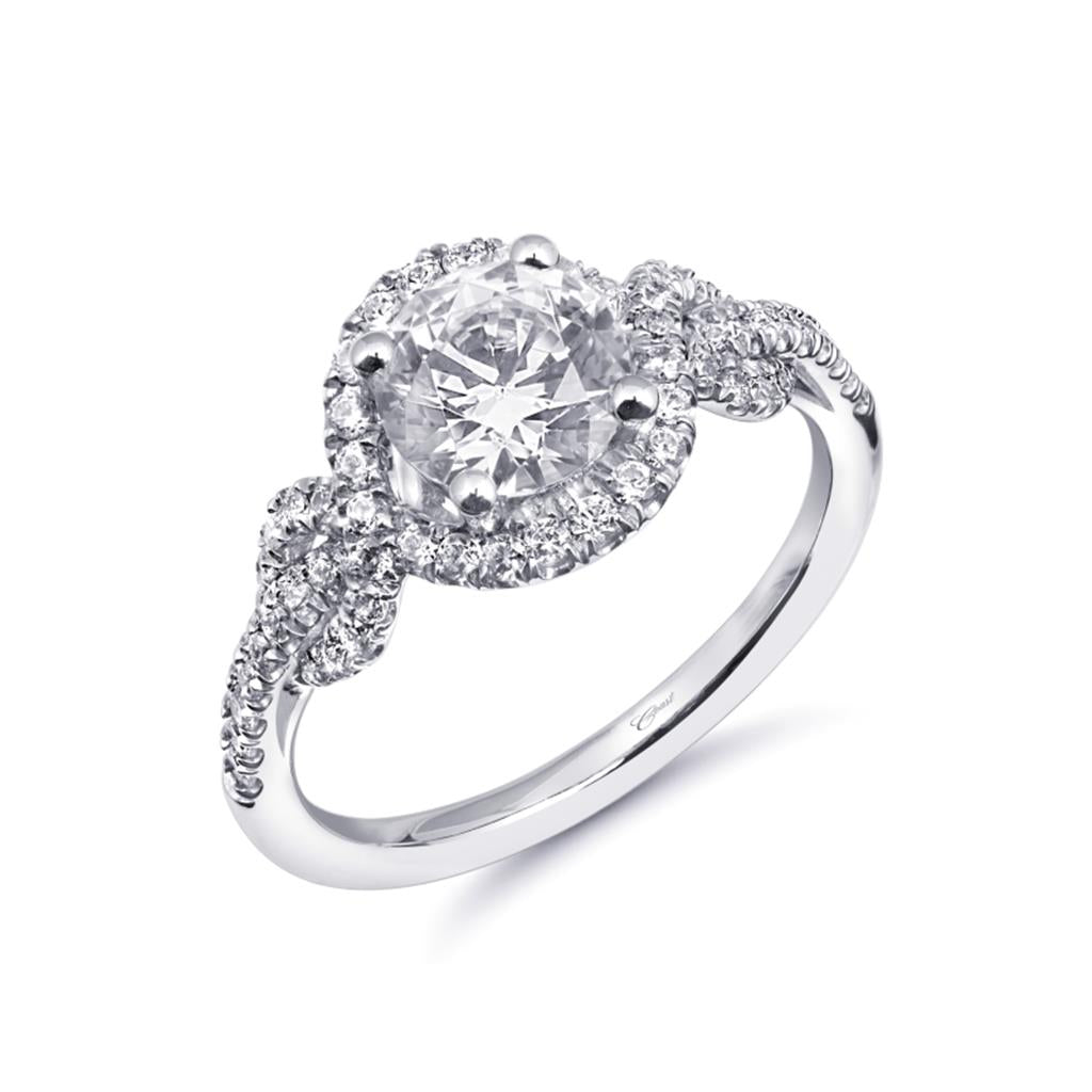 Coast Diamond Twisted Fishtail Halo Engagement Ring