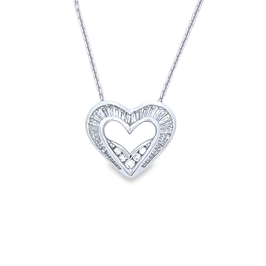 Charles Krypell Platinum Diamond Heart Pendant