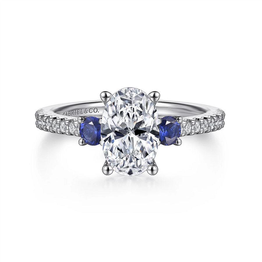 Gabriel & Co. Chantal - Oval Three Stone Sapphire and Diamond Engagement Ring Mounting