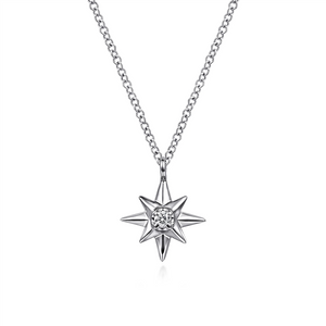 Gabriel & Co. Fashion 925 Sterling Silver Diamond Starburst Pendant Necklace