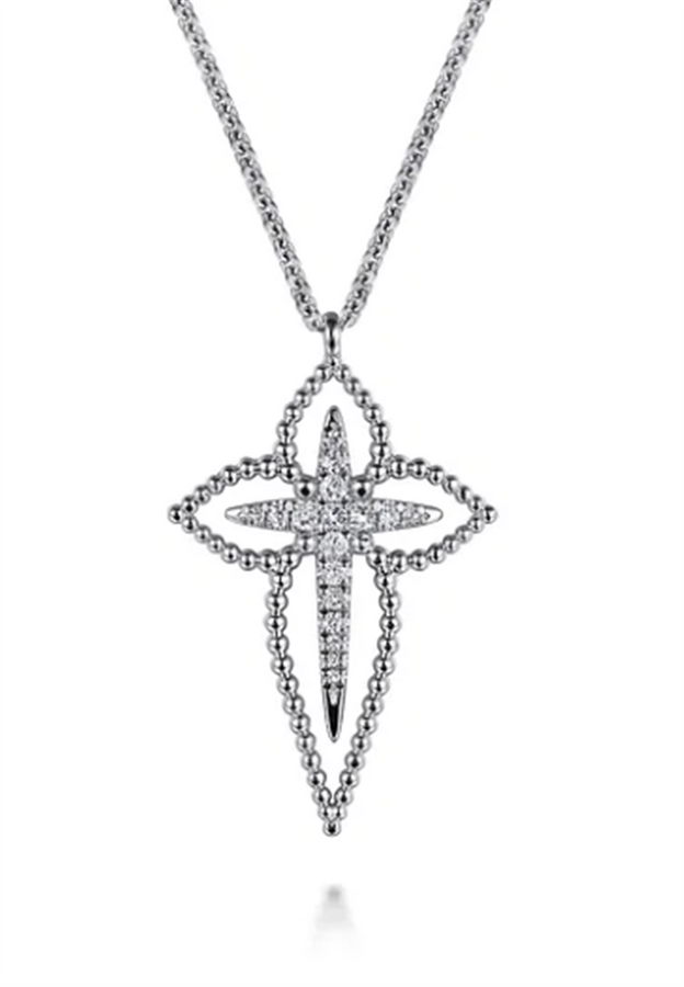 Gabriel & Company White Sapphire Bujukan Cross Necklace