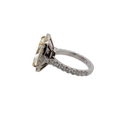 Lady's Two-Tone 18 Karat Cushion Halo Engagement Ring Size 6.5 With On