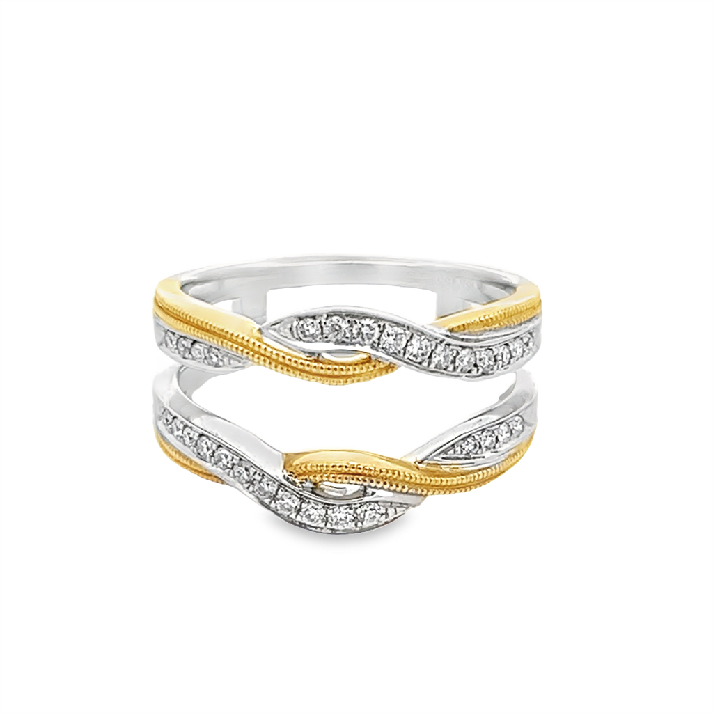 Two-Tone 18 Karat Milgrain Twisted Ring Wrap/Guard