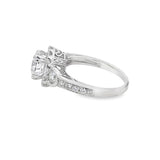18 Karat White Diamond Halo Engagement Ring Estate Jewelry Size 5.5 Wi