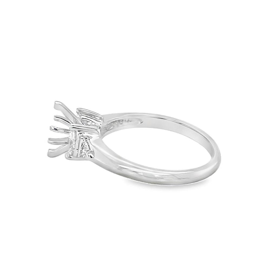 Lady's White 14 Karat 6 Prong Marquise Trillion Ring Size 6 2 0.20tw M