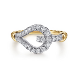 Lady's Two-Tone 14 Karat Polished/Bujukan Link Fashion Ring Size 6.5 W