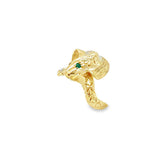 14 Karat Yellow  Cobra Ring With Emerald Accent Estate Jewelry Size 6