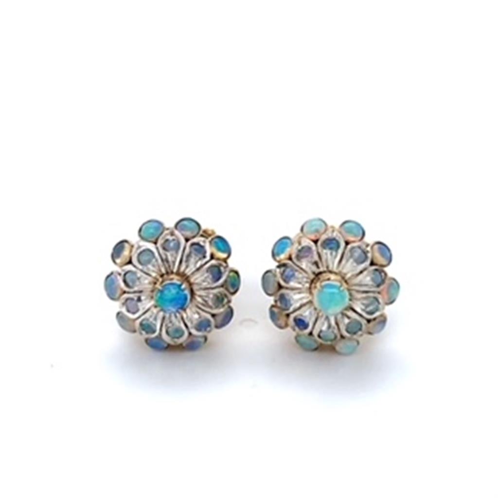 Estate Opal Cluster Earrings