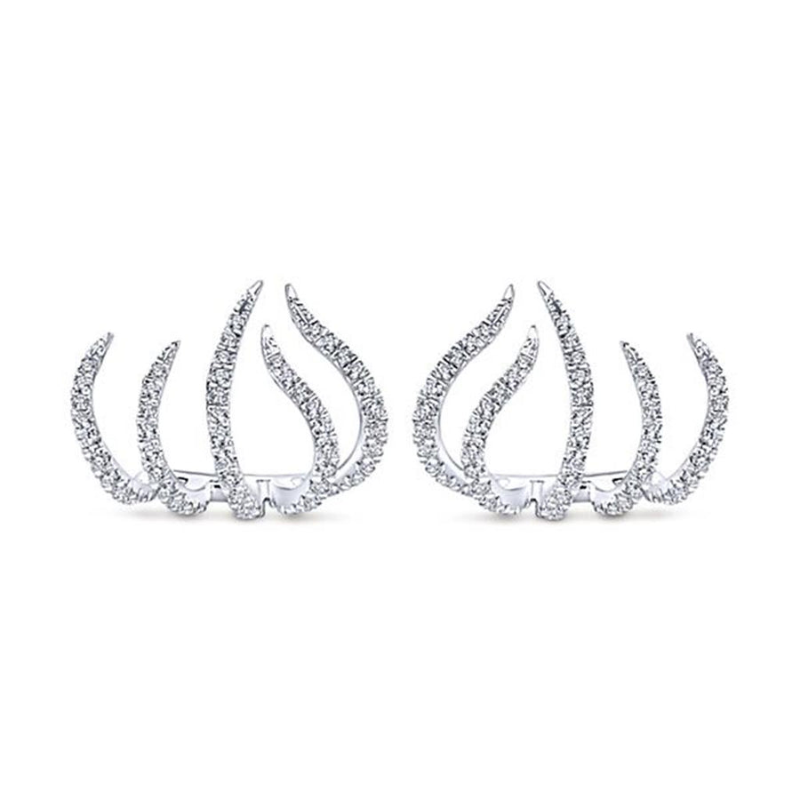 Gabriel & Co. Fashion 14K White Gold Diamond Tendril Stud Earrings