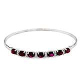 White 14 Karat Alternating Flexi Bangle Bracelet with 7 = 2.54TWT Oval