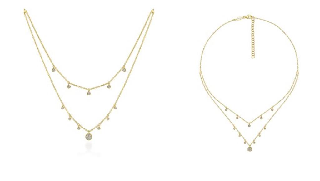 Lady's Rosé 14 Karat Layered Lusso Necklace Length 17.5 With 21 = 0.23