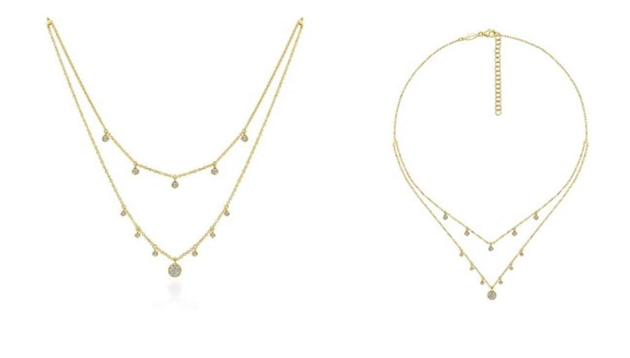 Lady's Rosé 14 Karat Layered Lusso Necklace Length 17.5 With 21 = 0.23