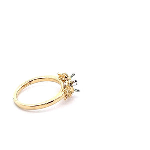 Lady's Yellow 18 Karat Milgrain Floral-style Halo Semi-Mount Ring