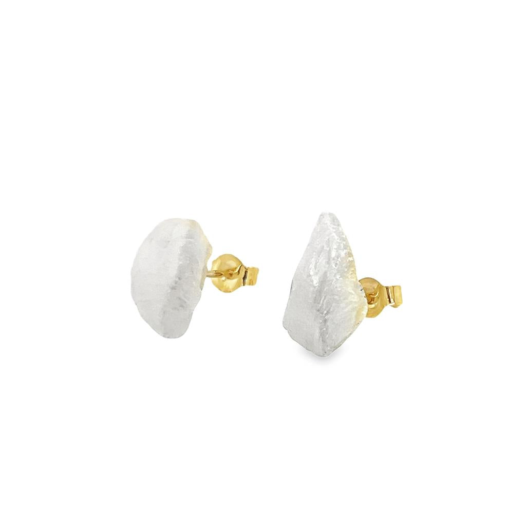 Yellow 14 Karat Baroque Pearl Stud Earrings Estate Jewelry 2=11.80x8.50-12.80x9.00mm Baroque Pearls Gram Weight: 1.27