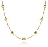 Yellow 14 Karat Bujukan Bead Station Gold Necklaces Length 17.5 Design