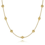 Yellow 14 Karat Bujukan Bead Station Gold Necklaces Length 17.5 Design