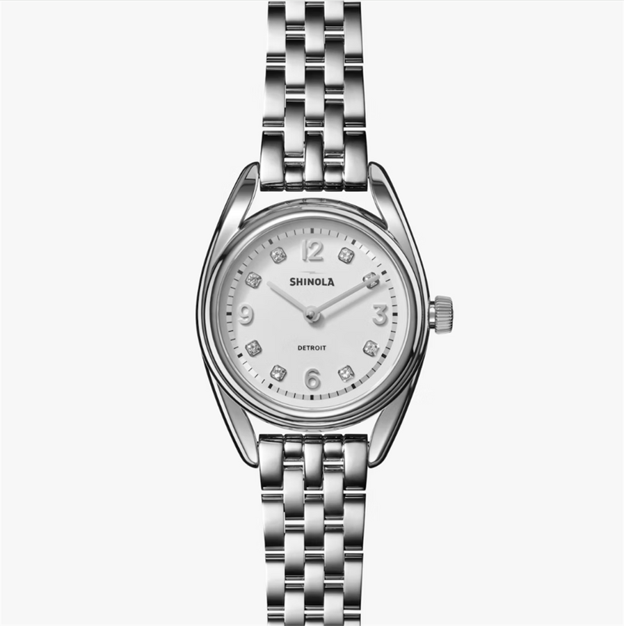 The Diamond Dial Derby Watch with Light Silver Face and Stainless Steel Bracelet