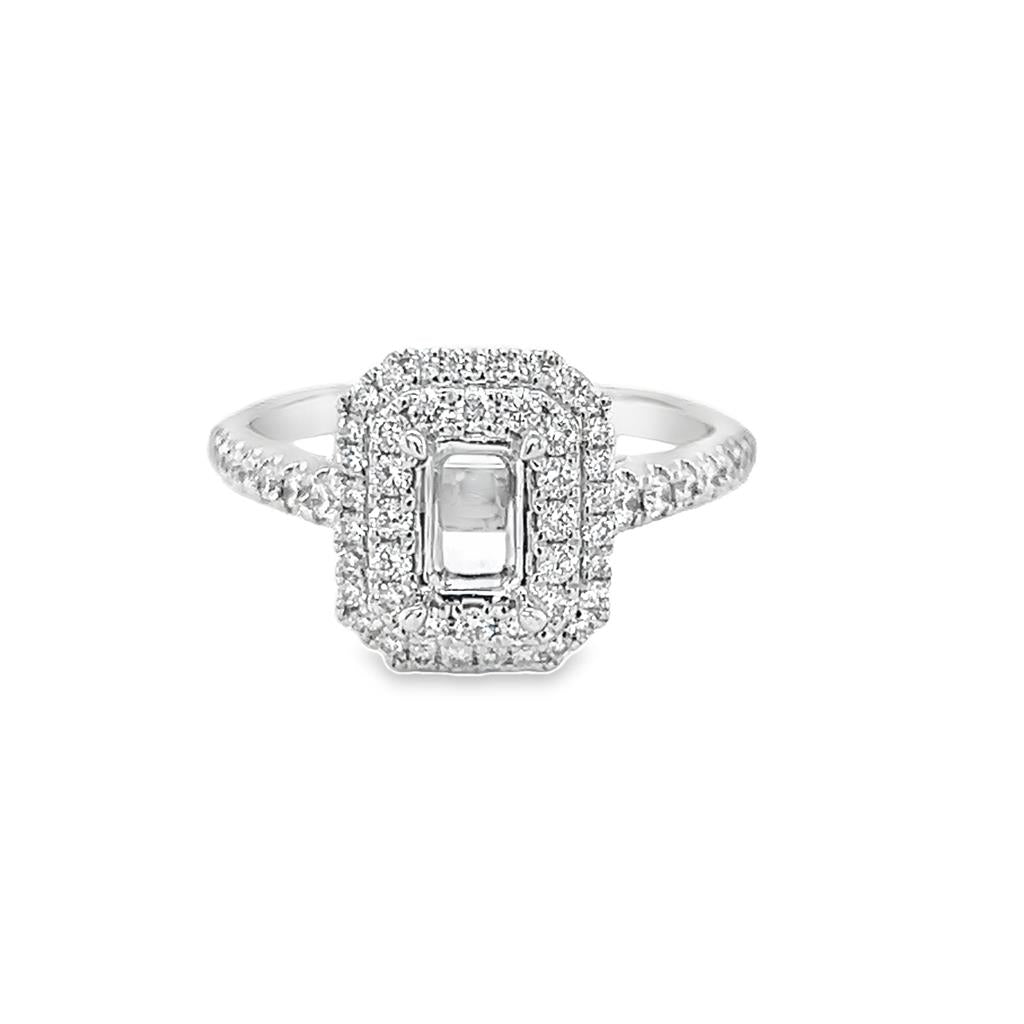 Nelson Lady's White 18 Karat Double Diamond Halo Ring Mounting