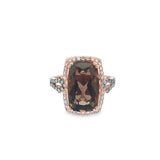 Rosé 14 Karat Le Vian Cushion Smoky Qquartz And Diamond Ring Estate Je