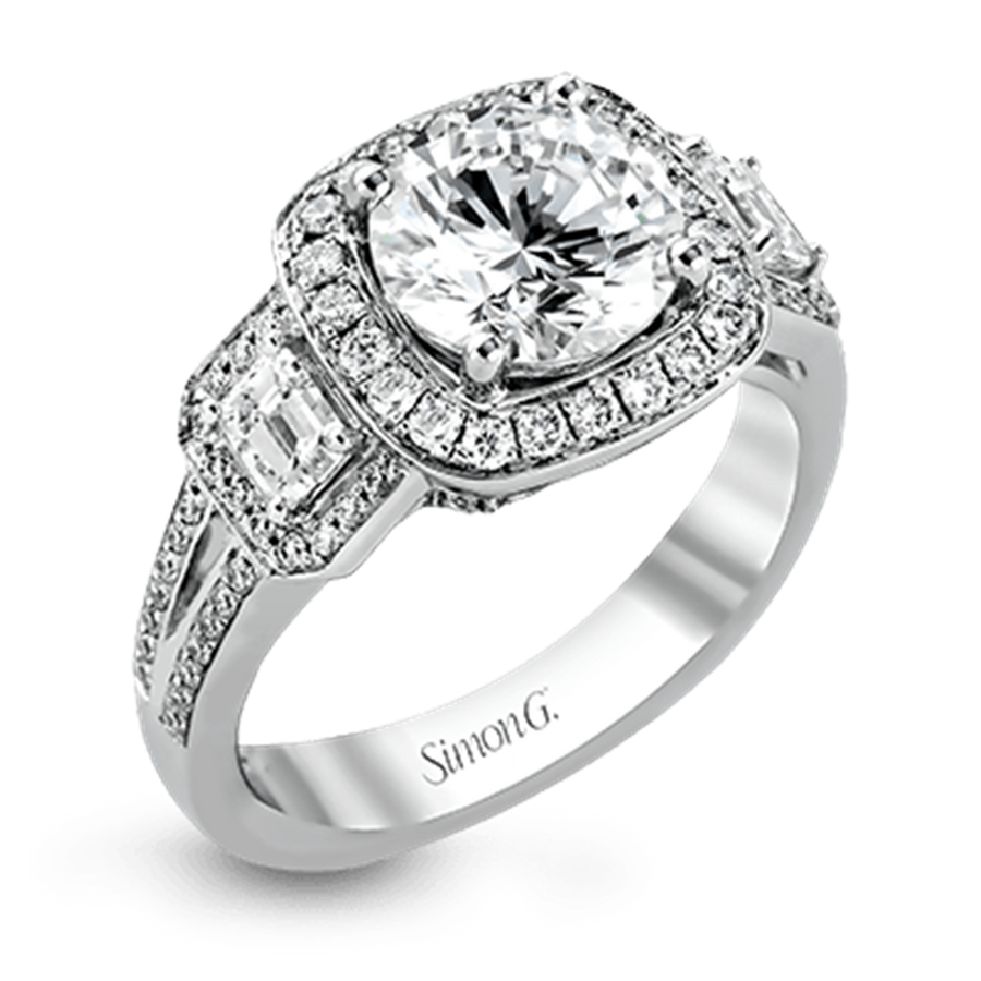 Lady's White 18 Karat 3 Stone Ring