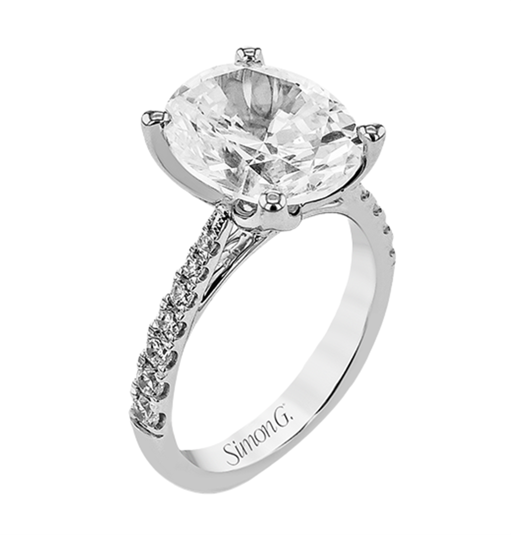 Platinum 4-Prong Straight Engagement Ring Mounting With 14 = 0.31Tw Ro