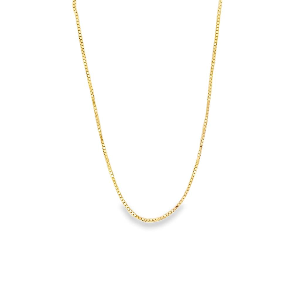 Yellow 14 Karat 0.85mm Box Chain Estate Jewelry Length 18 Gram Weight: 2.31