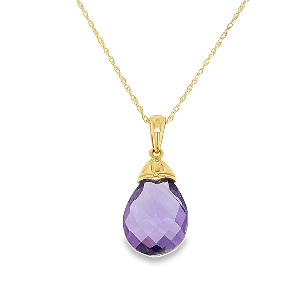 Estate Yellow 10 Karat Briolette Amethyst Necklace